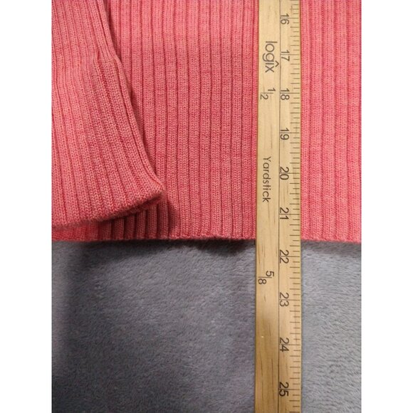 LL Bean Sweater Womens XS Salmon Merino Pure New Wool Ribbed Turtleneck Knit - Picture 3 of 7